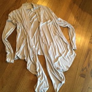 Gray open front long cardigan